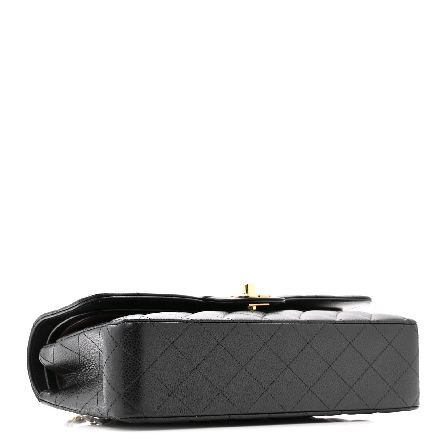 Caviar Quilted Medium Double Flap Black