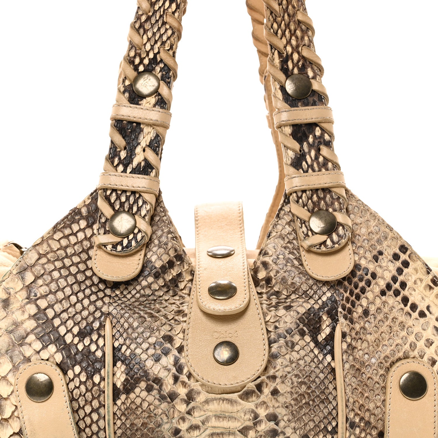 Chloe Snakeskin Silverado Shoulder Bag Beige 7 of 11