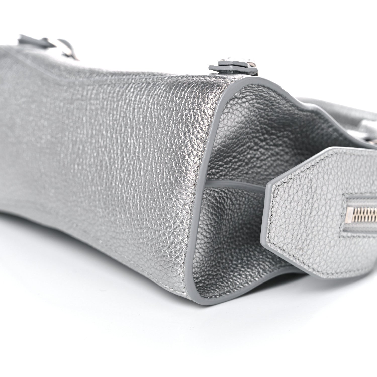 Balenciaga Metallic Grained Calfskin Neo Classic Silver Hardware Mini City Silver 8 of 10