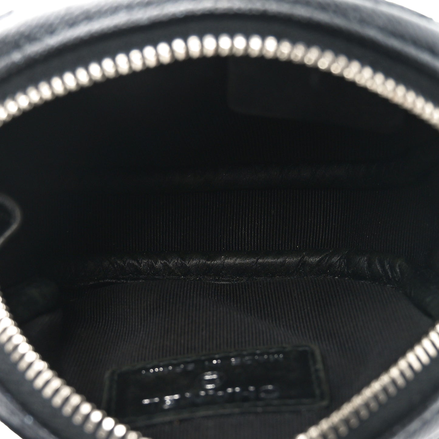 Metallic Caviar Quilted Zip Around Classic Coin Purse Black