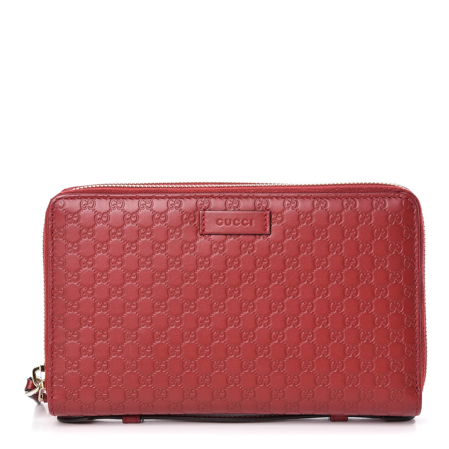 Microguccissima Zip Around Top Handle Travel Wallet Red