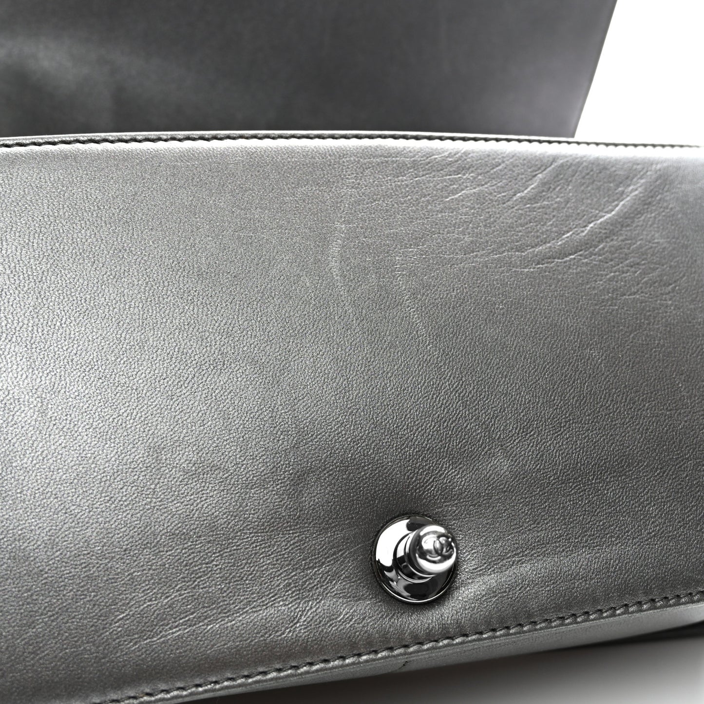 Lambskin Embossed Medium Boy Cube Flap Grey