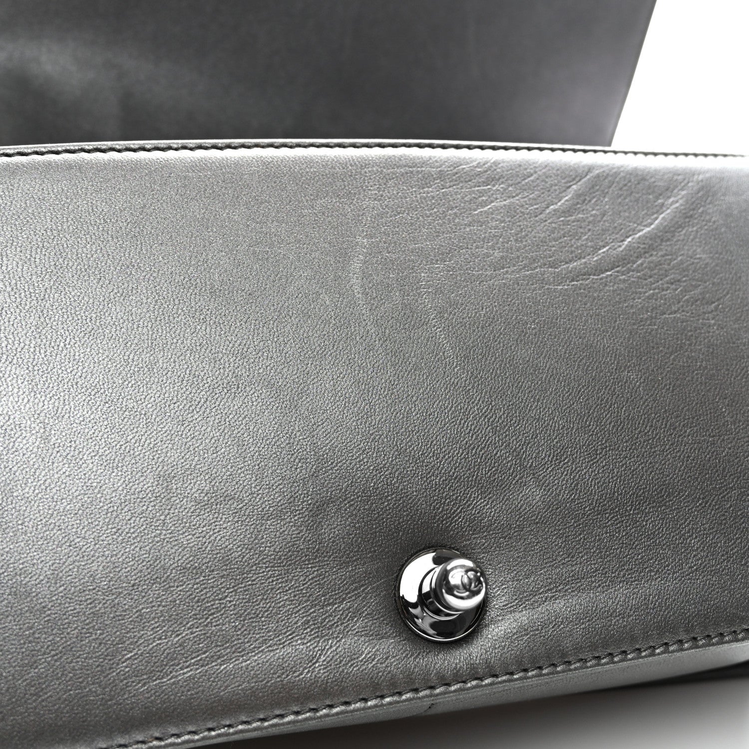 Chanel Lambskin Embossed Medium Boy Cube Flap Grey 11 of 11