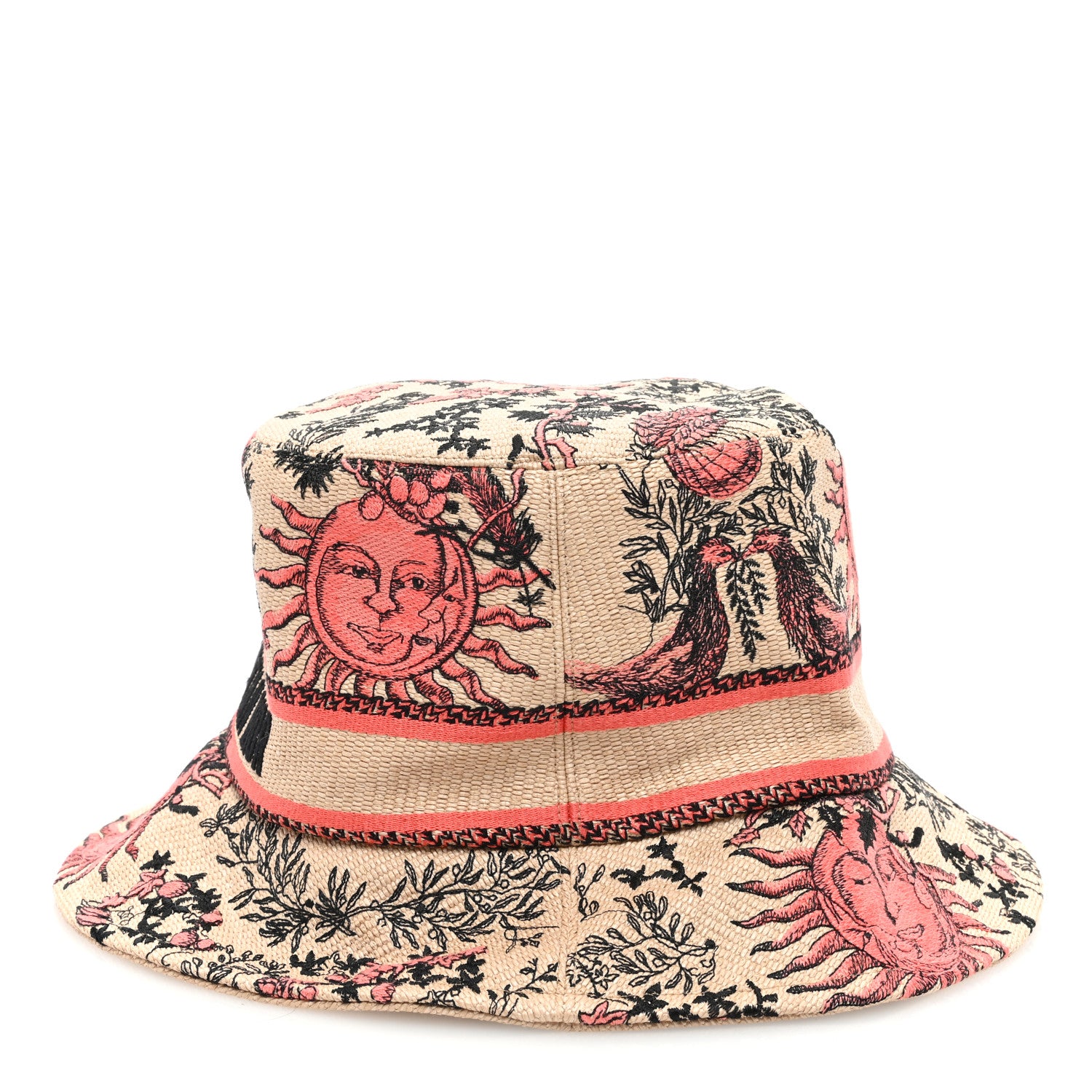 Christian Dior Canvas Toile de Jouy Soleil Diorivera D-Bobby Small Brim Bucket Hat 58 Coral Beige 4 of 8