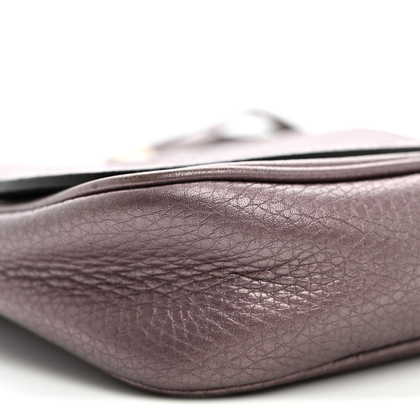 Metallic Pebbled Calfskin Small Soho Flap Crossbody Purple