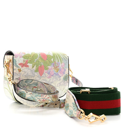 Gucci New Shangai Calfskin Tiger Savanah Web Mini Horsebit 1955 Shoulder Bag Chalky White Multicolor 3 of 13