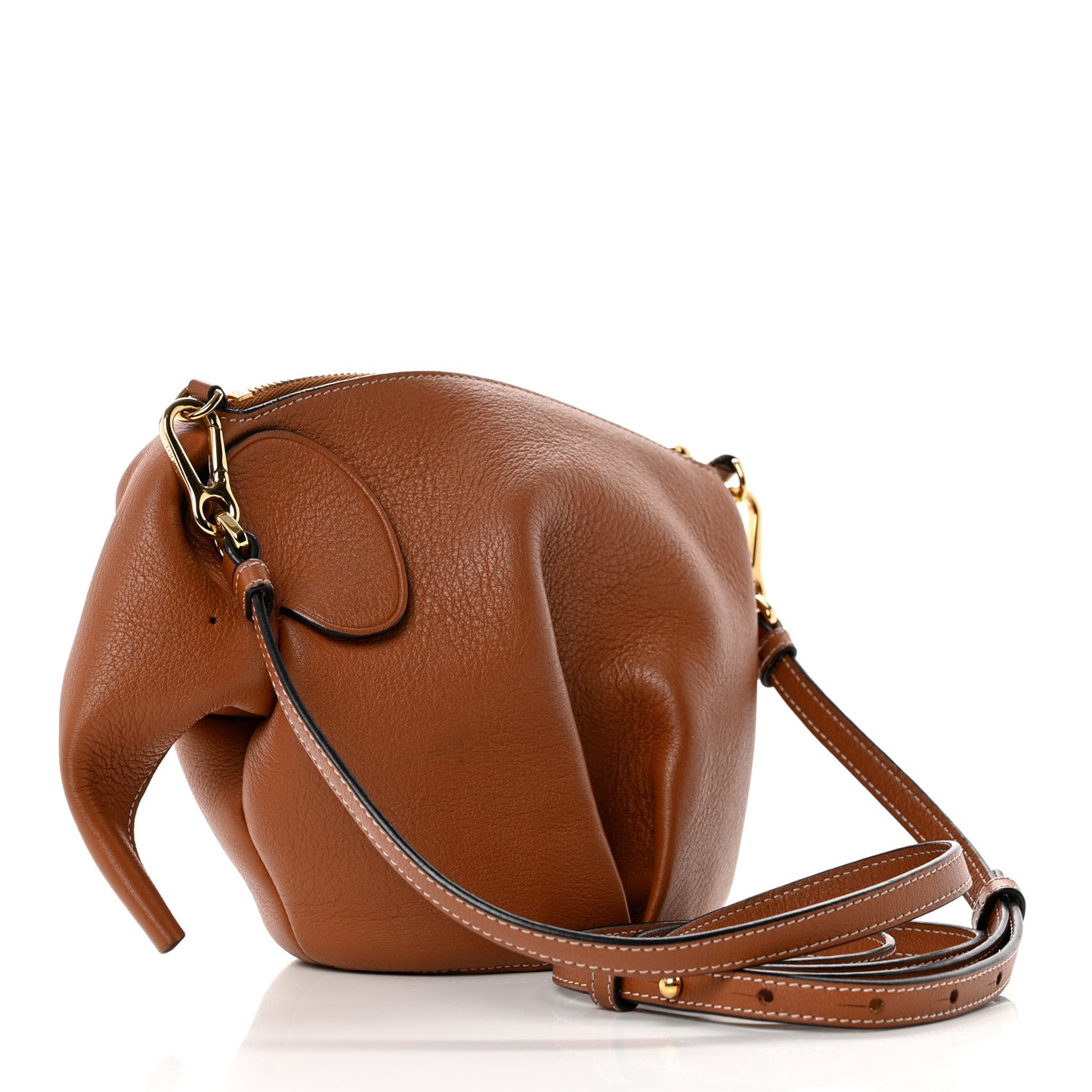 Calfskin Mini Elephant Crossbody Bag Tan