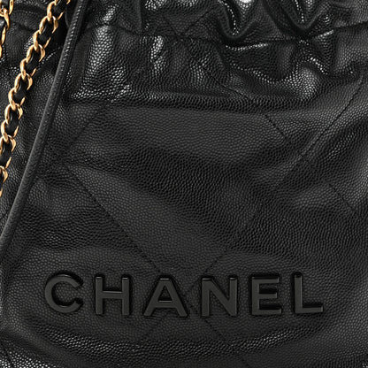 Chanel Shiny Caviar Quilted Monochrome Mini Chanel 22 Black 8 of 11