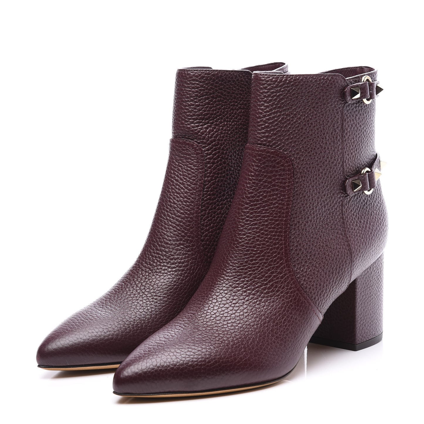 Pebbled Calfskin Rockstud 70mm Ankle Boots 40 Rubin