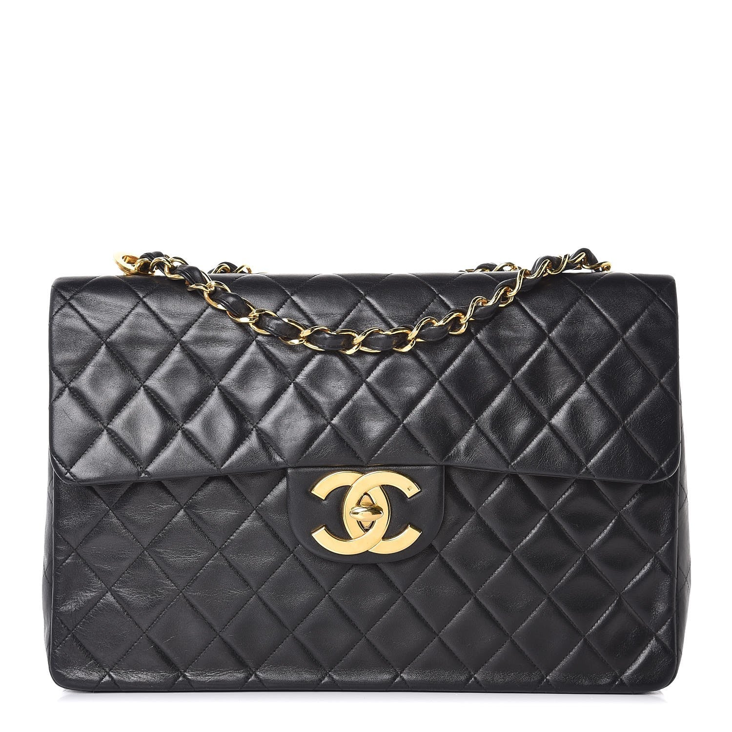 Chanel Lambskin Quilted XL Jumbo Single Flap Black 1 of 14