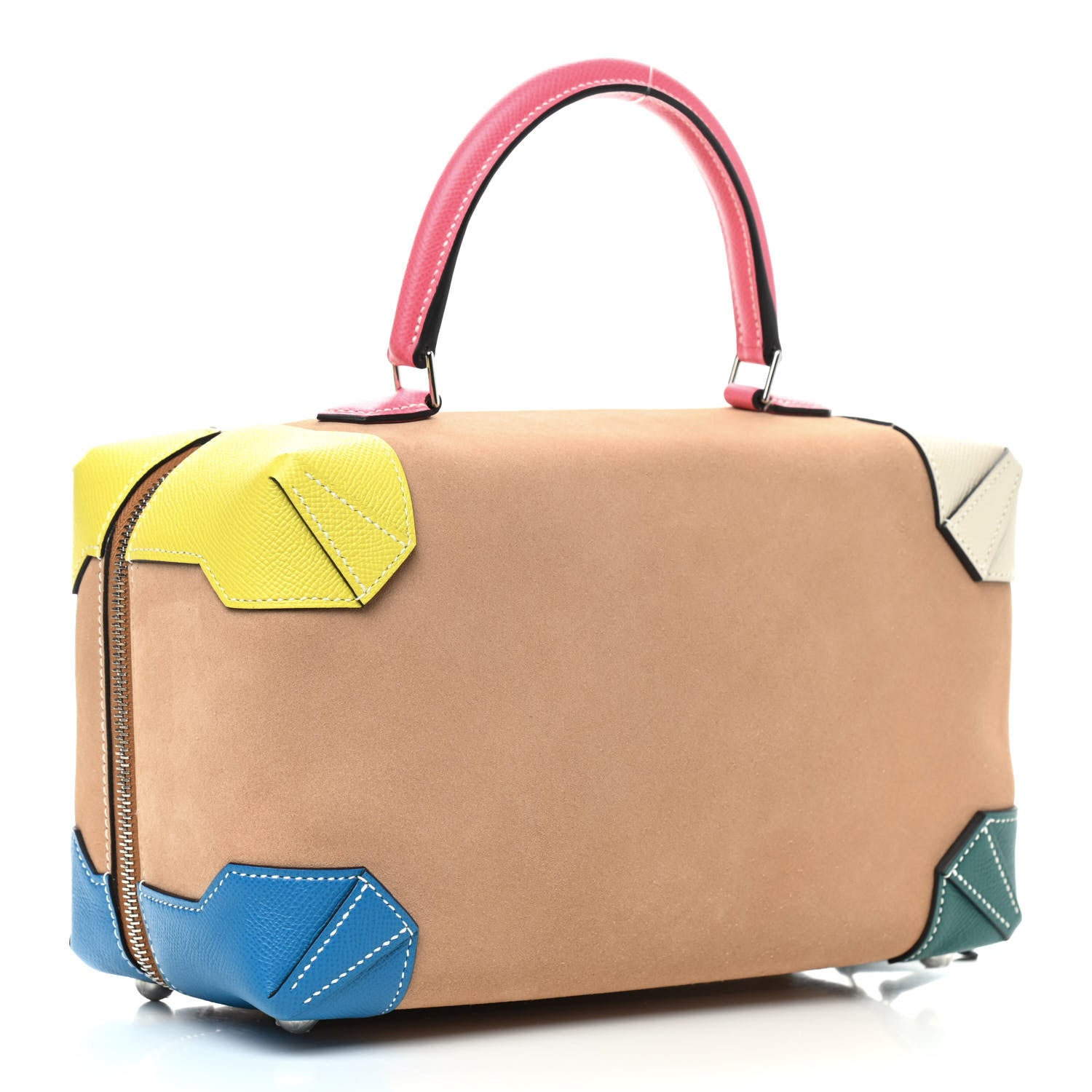Hermes Veau Grizzly Epsom Maxibox 29 Rose Azalee Lime Craie Bleu Zanzibar Malachite 2 of 7
