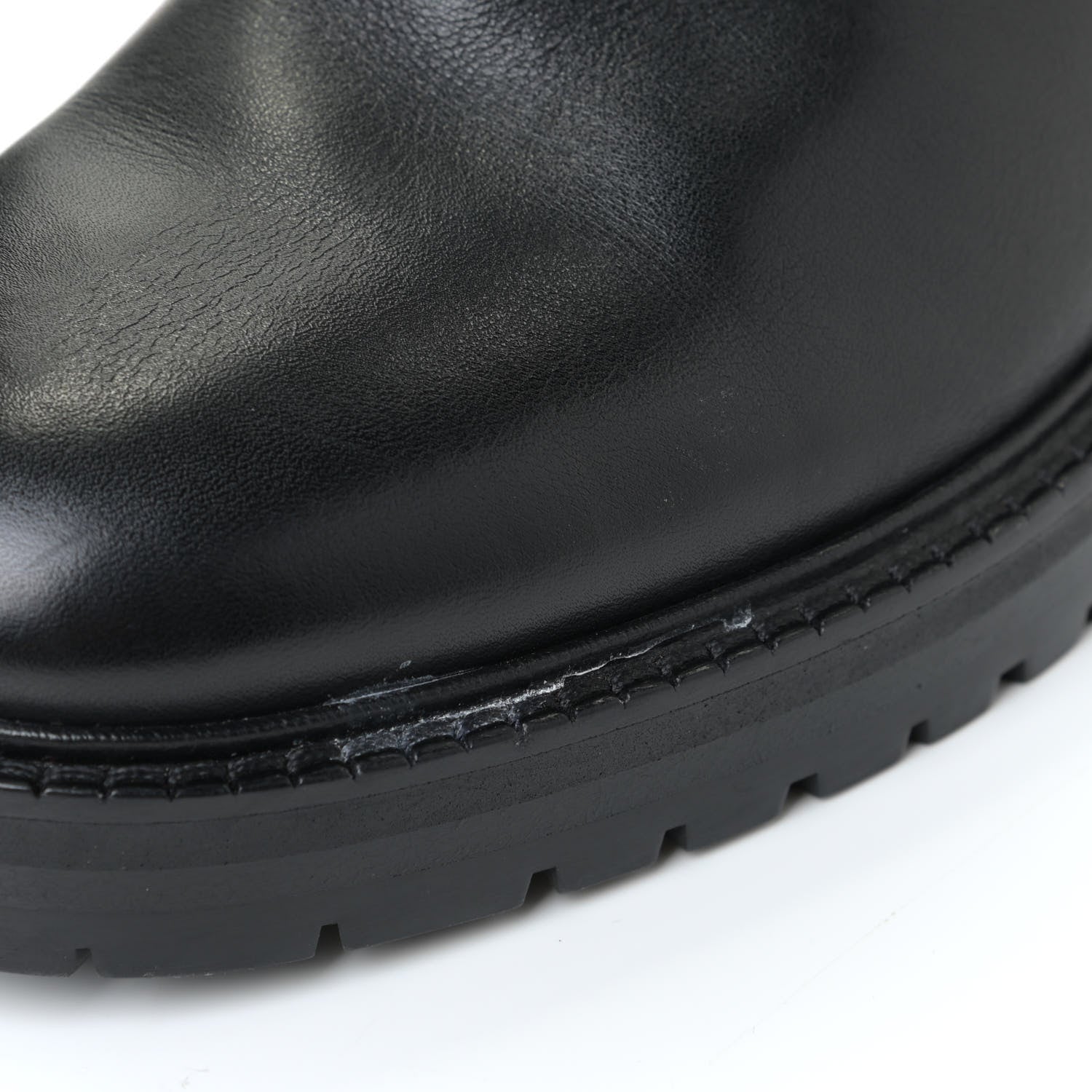 Valentino Garavani Calfskin Knee High Buckle Boots 37.5 Black 12 of 19