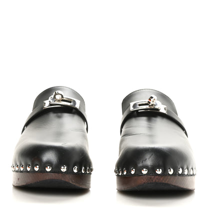 Hermes Calfskin Carlotta Mules 38 Black 2 of 8