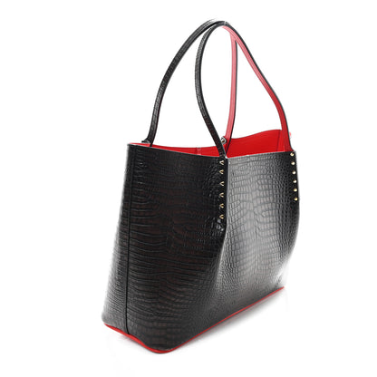 Christian Louboutin Calfskin Crocodile Embossed Spikes Large Cabarock Espresso 3 of 11