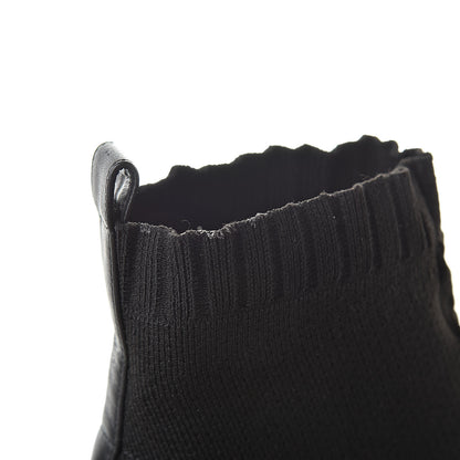 Hermes Knit Calfskin Volver Ankle Boots 38.5 Black 11 of 12