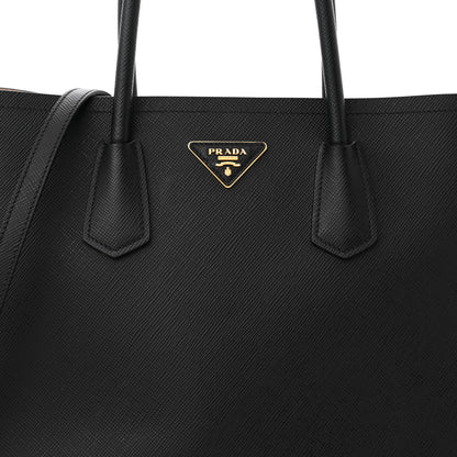 Prada Saffiano Cuir Large Double Bag Black Mughetto 7 of 13