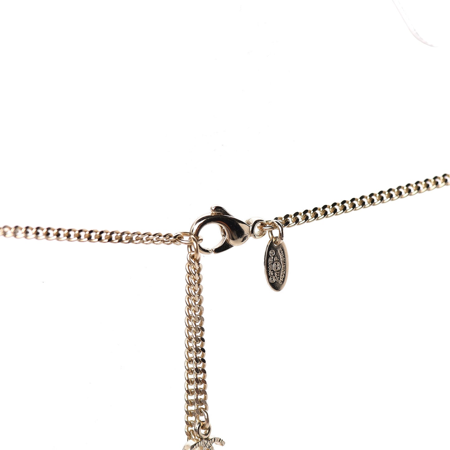 Crystal Chain CC Necklace Light Gold