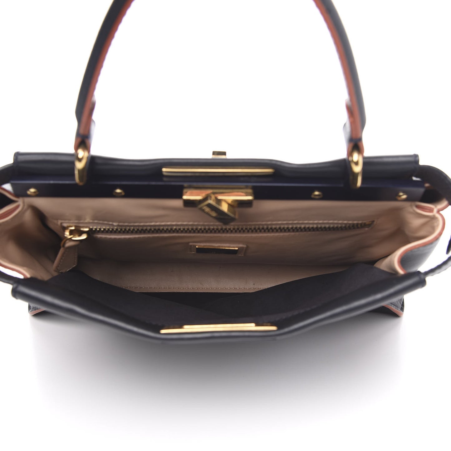 Vitello Seta Burro Medium Peekaboo Iconic Satchel Blue Notte Plaster