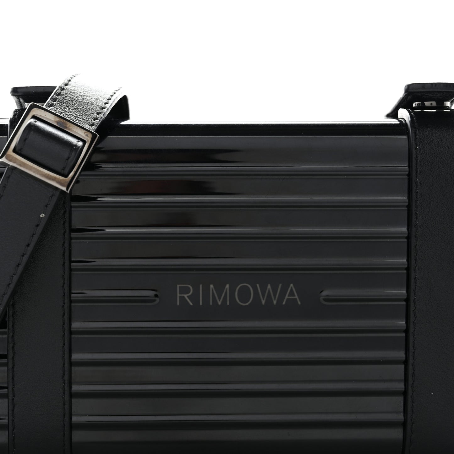 X RIMOWA Aluminum Personal Clutch On Strap Black