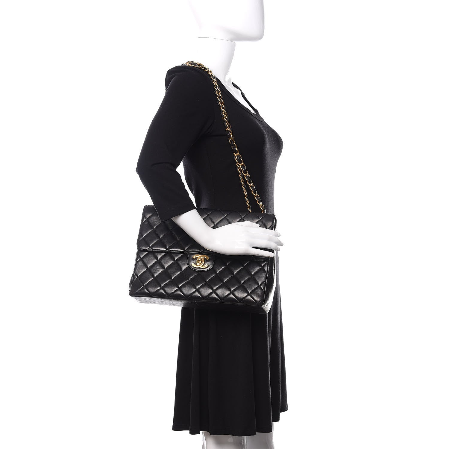 Chanel Lambskin Quilted Jumbo Single Flap Black 2 of 11
