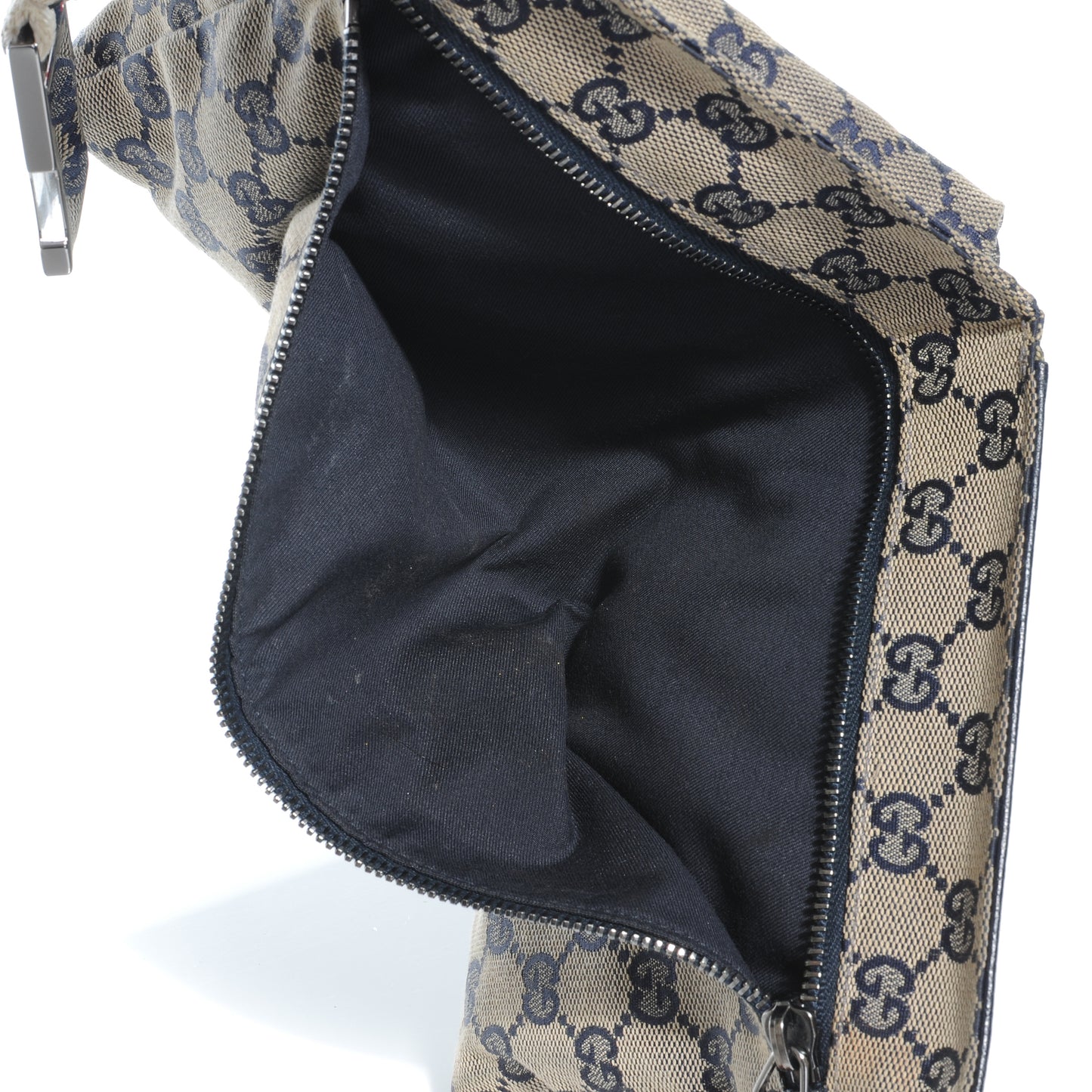 GG Monogram Web Double Pocket Belt Bag Navy