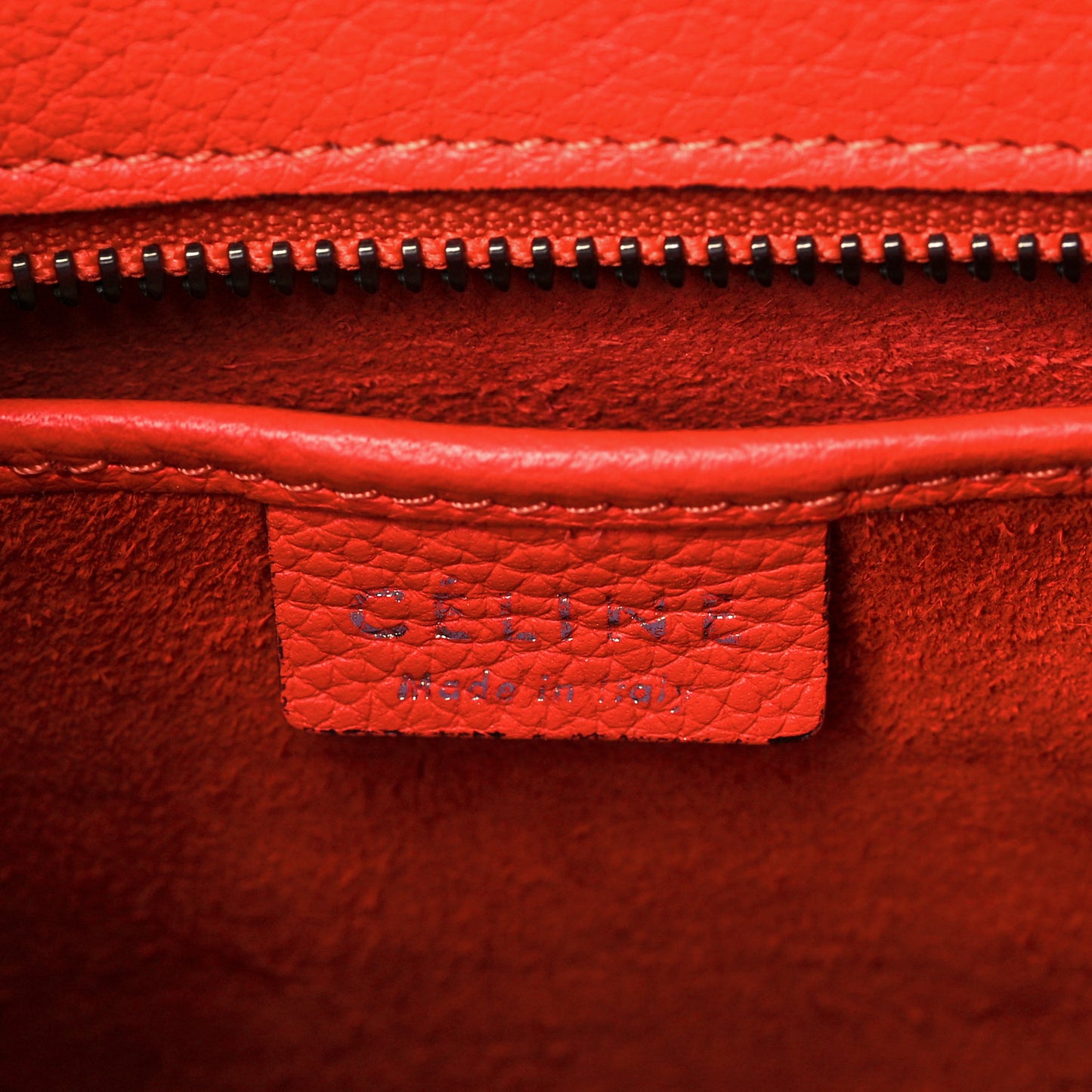 Drummed Calfskin Nano Luggage Coquelicot