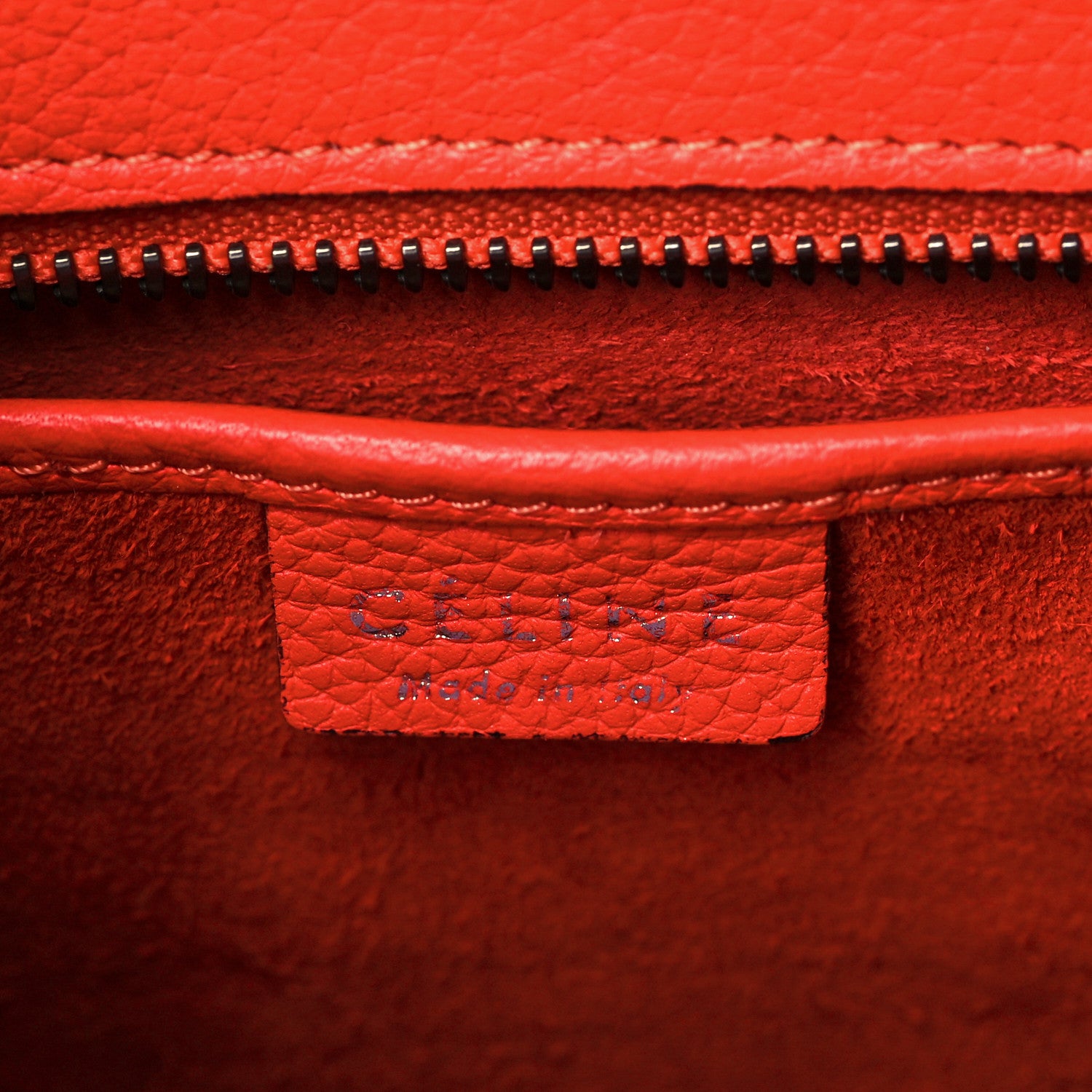 Celine Drummed Calfskin Nano Luggage Coquelicot 6 of 13