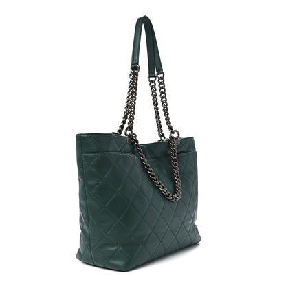 Chanel Calfskin Quilted Large Shopping In Chains Tote Green 3 of 13
