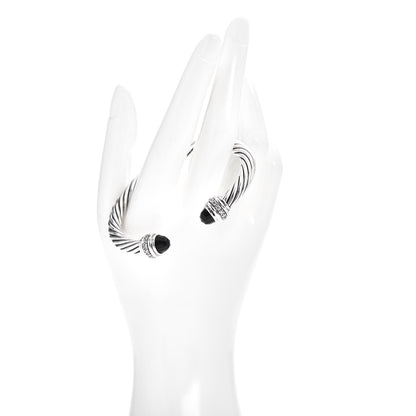 David Yurman Sterling Silver Diamond Black Onyx 7mm Cable Classics Bracelet 2 of 4