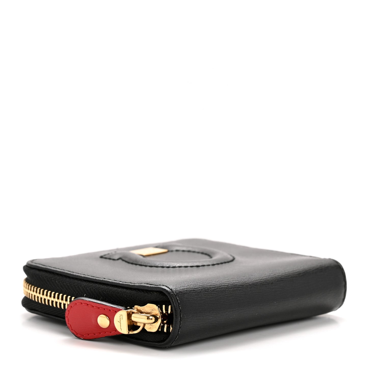 Printed Calfskin Gancini Zip Around Wallet Black