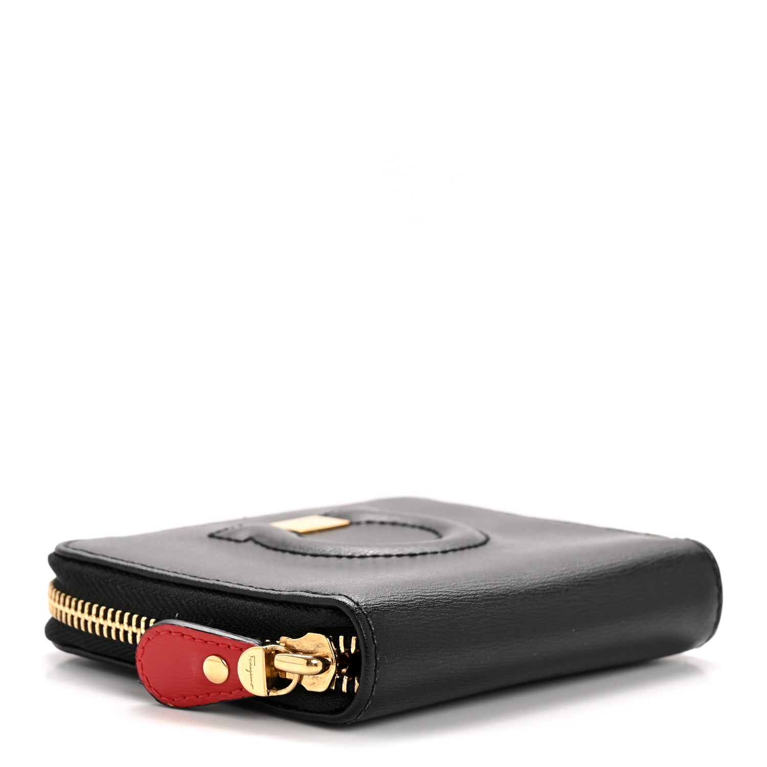 Salvatore Ferragamo Printed Calfskin Gancini Zip Around Wallet Black 4 of 9