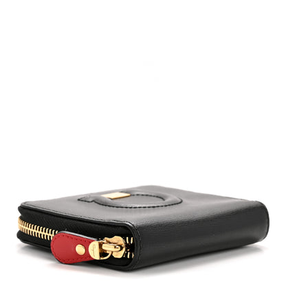 Salvatore Ferragamo Printed Calfskin Gancini Zip Around Wallet Black 4 of 9