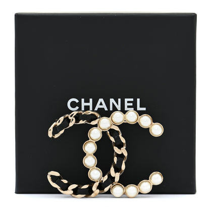 Chanel Lambskin Pearl CC Chain Brooch Black Gold 6 of 6