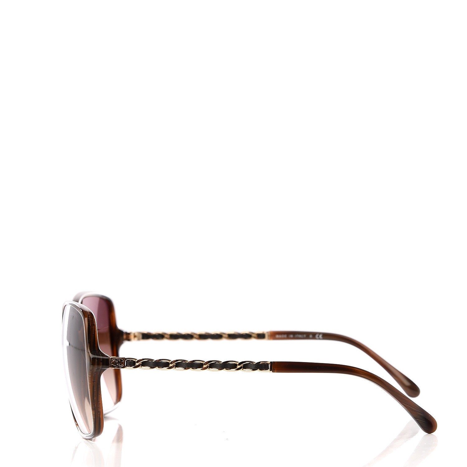 Chanel Acetate Metal Lambskin Chain Square Sunglasses 5210-Q Brown 2 of 7