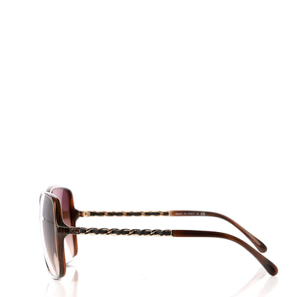Chanel Acetate Metal Lambskin Chain Square Sunglasses 5210-Q Brown 2 of 7