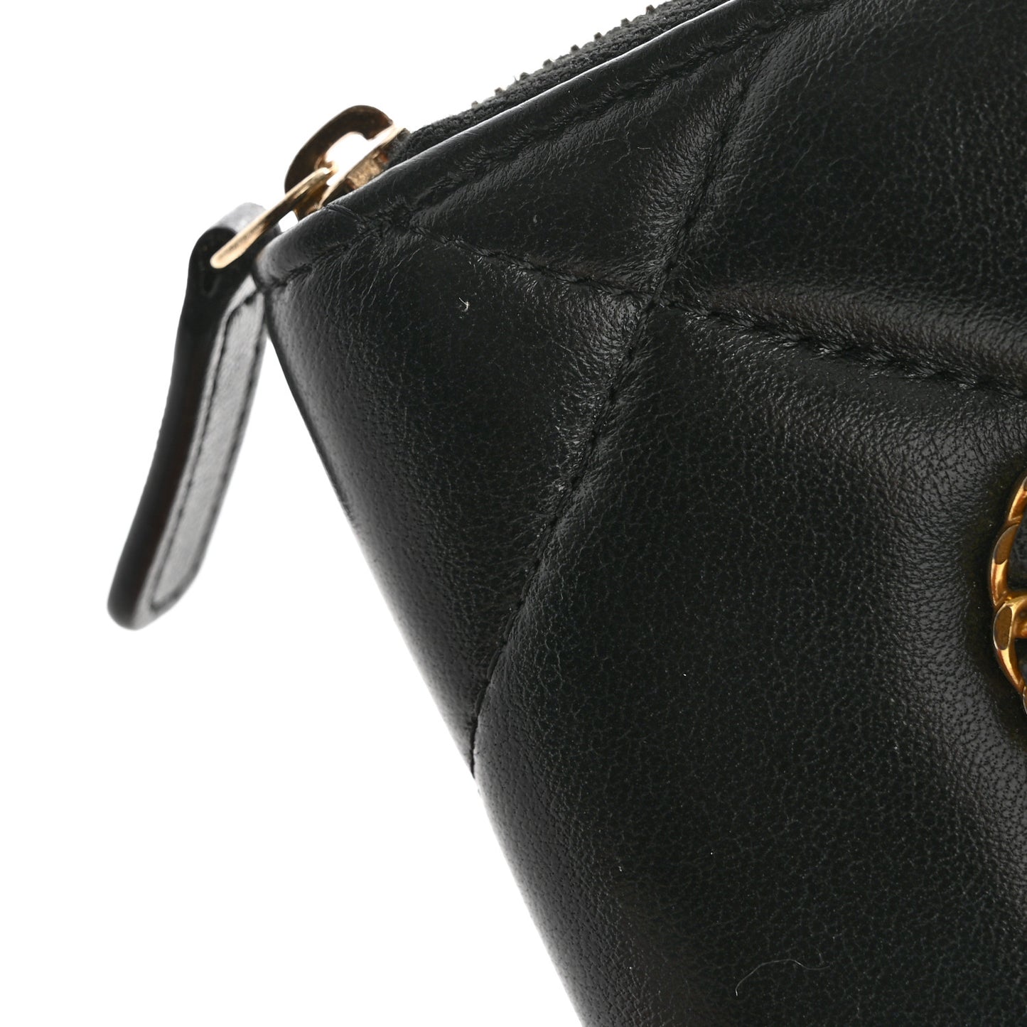 Lambskin Quilted Chanel 19 Zip Around Coin Purse Wallet Black