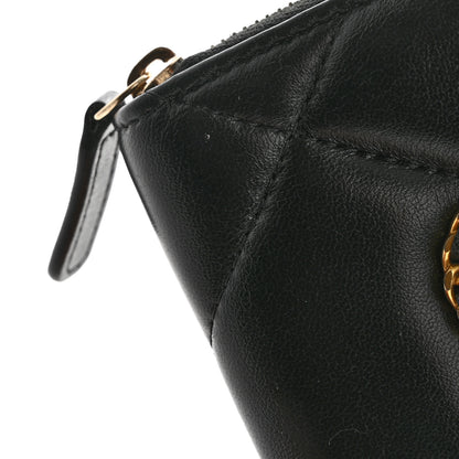 Chanel Lambskin Quilted Chanel 19 Zip Around Coin Purse Wallet Black 8 of 9