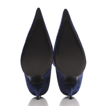Balenciaga Velvet Extreme Pointed Toe Knife Booties 39 Navy 5 of 8