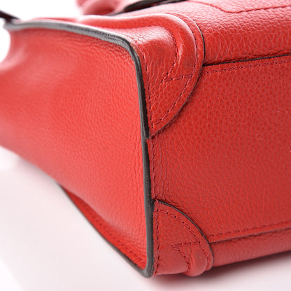 Celine Drummed Calfskin Nano Luggage Coquelicot 9 of 10