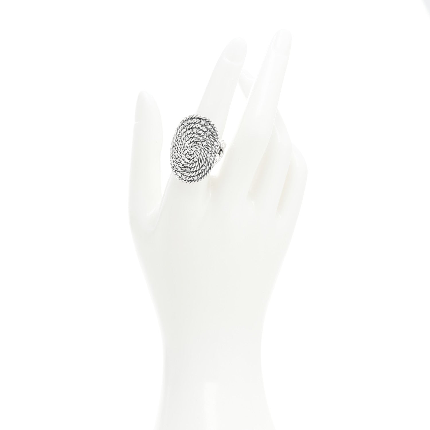 David Yurman Sterling Silver Diamond Midnight Melange Cable Ring 54 7 2 of 4
