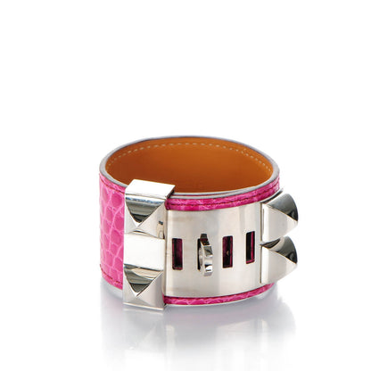 Hermes Shiny Alligator Collier De Chien CDC Bracelet S Fuchsia 4 of 9