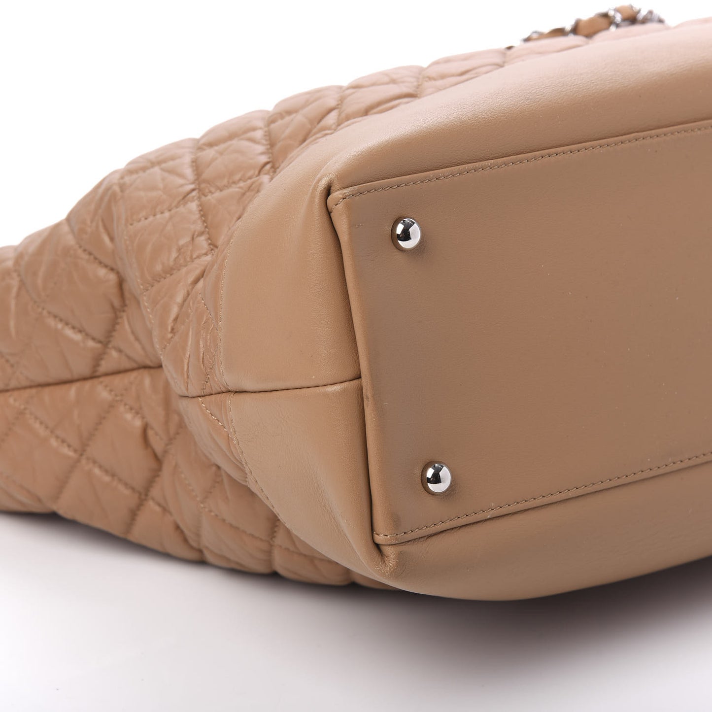 Aged Calfskin Quilted Be CC Tote Beige