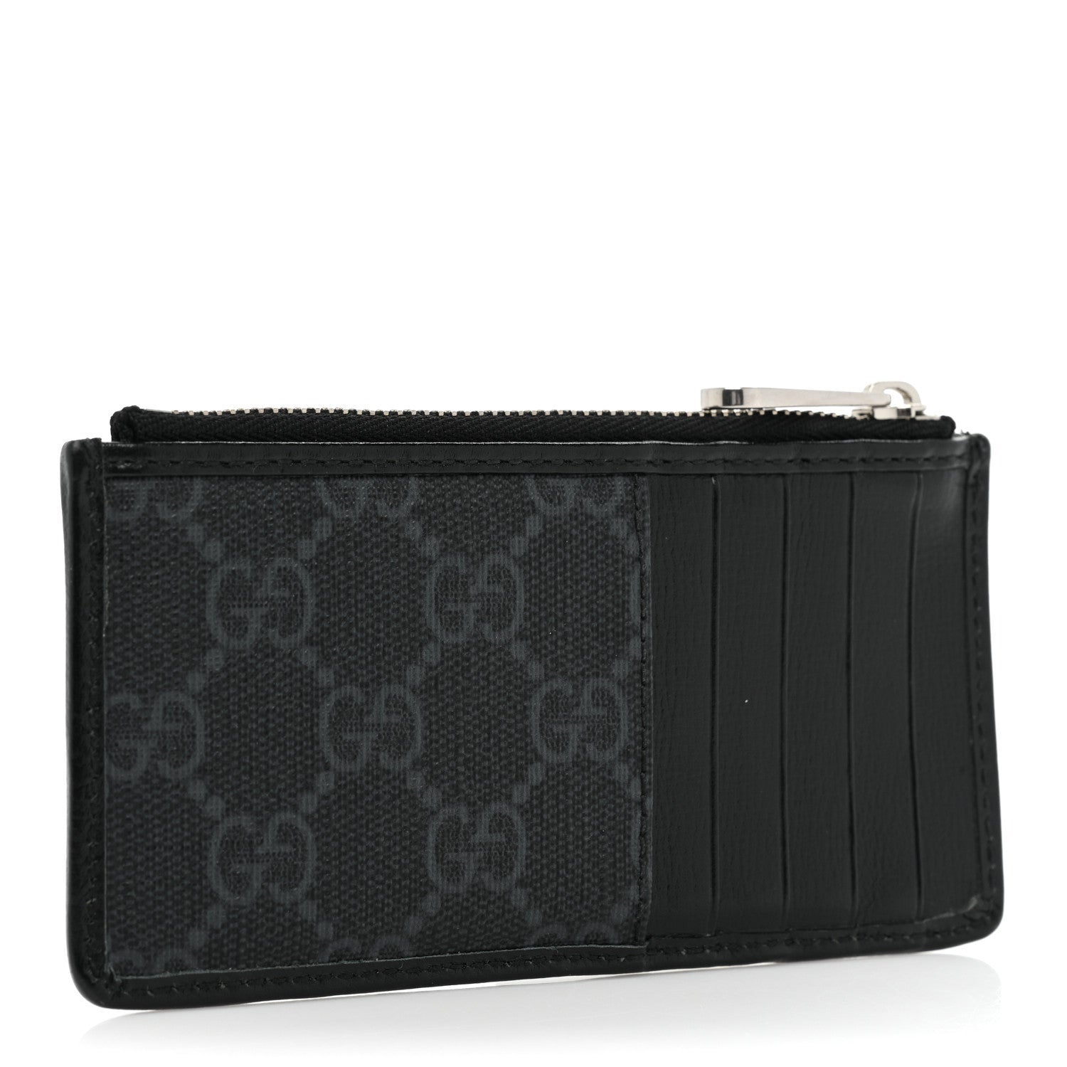 Gucci GG Supreme Monogram Azalea Calfskin Retro Interlocking G Coin Case Card Holder Black 3 of 8