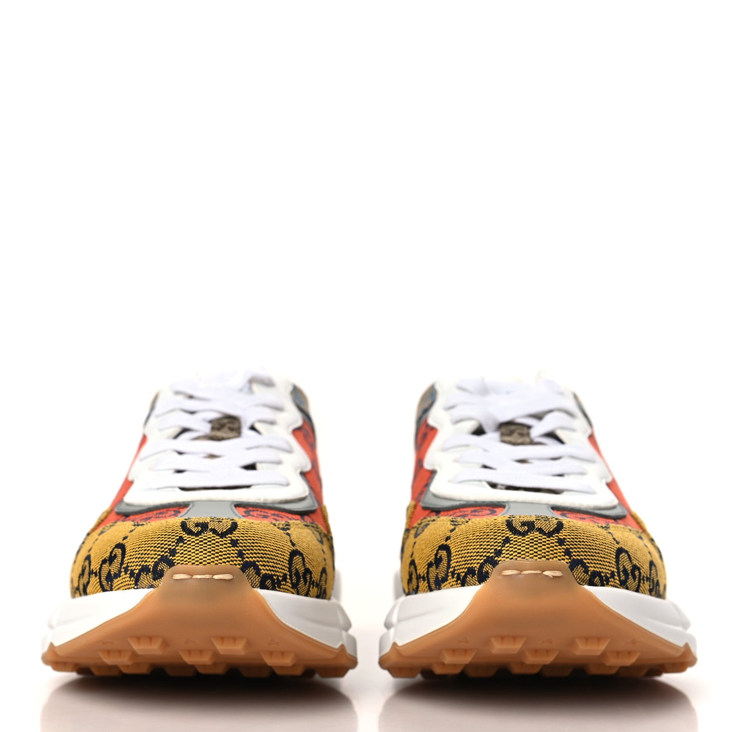 Gucci Monogram Multicolor Demetra Womens Rhyton Sneakers 37.5 Yellow Blue Great White Tabasco 2 of 8