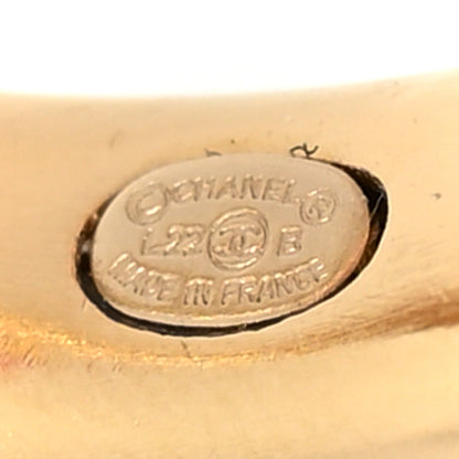 Chanel Crystal CC Hoop Drop Earrings Gold Pearly White 4 of 5