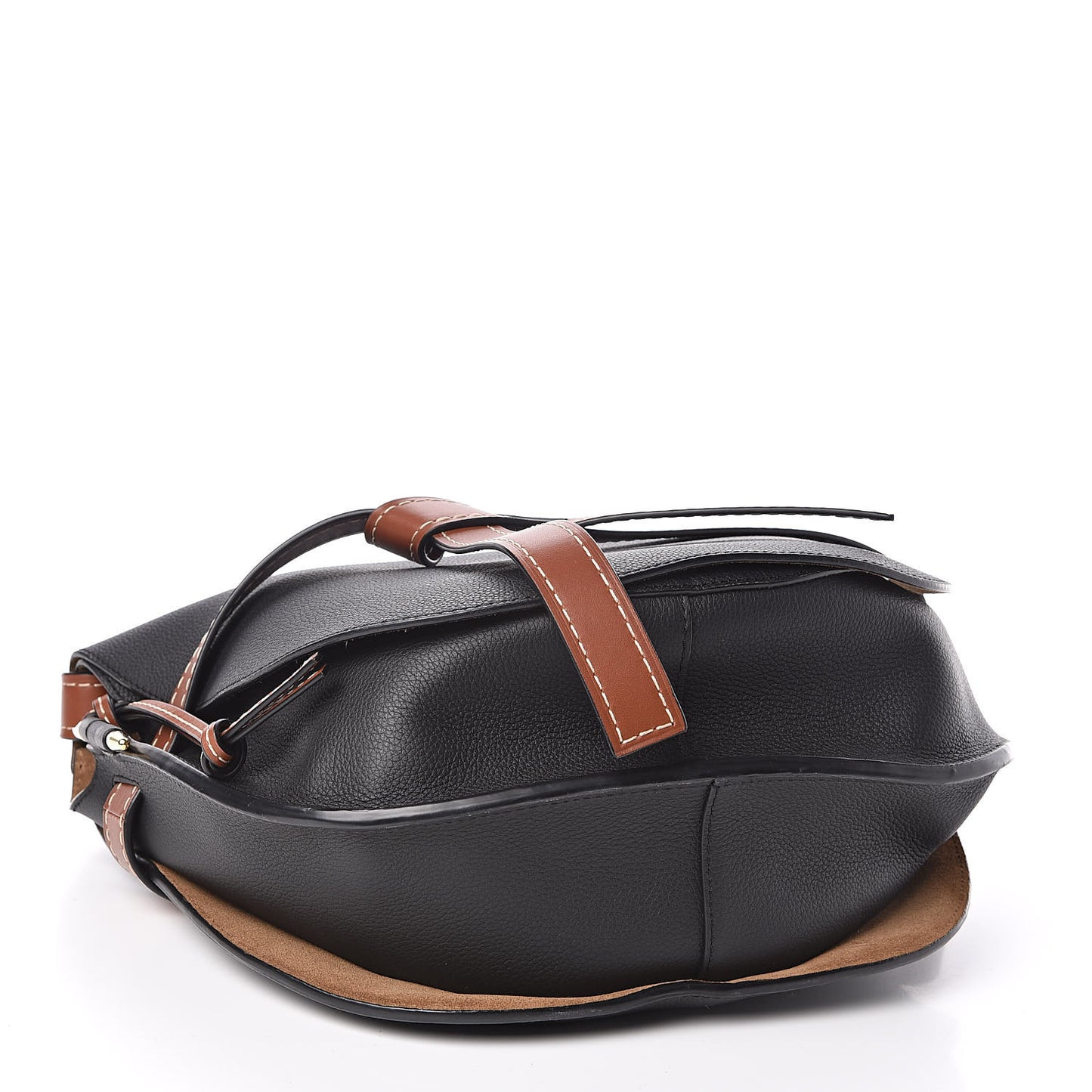 Grained Calfskin Large Gate Bag Pecan Black