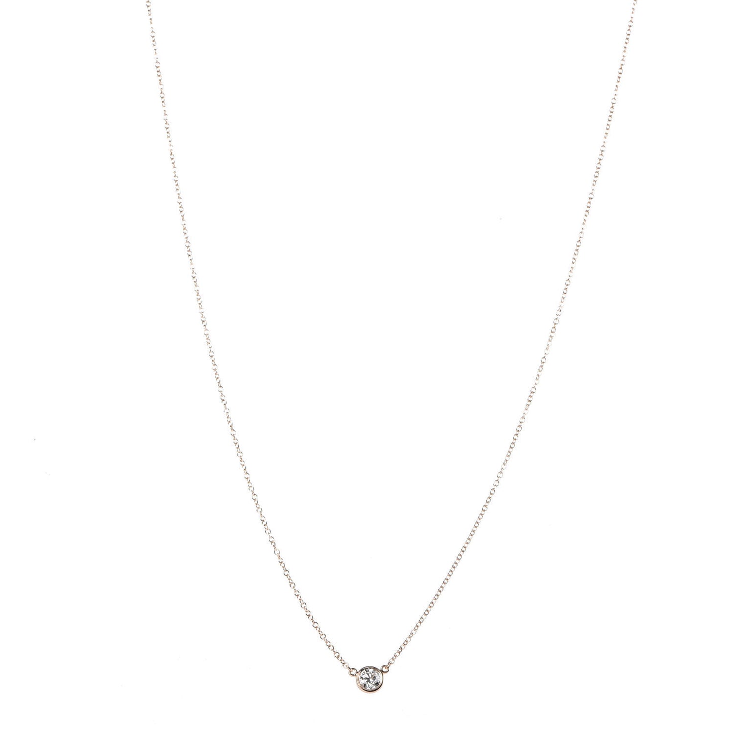 18K Rose Gold Diamond .23ct Elsa Peretti Diamonds by the Yard Pendant Necklace
