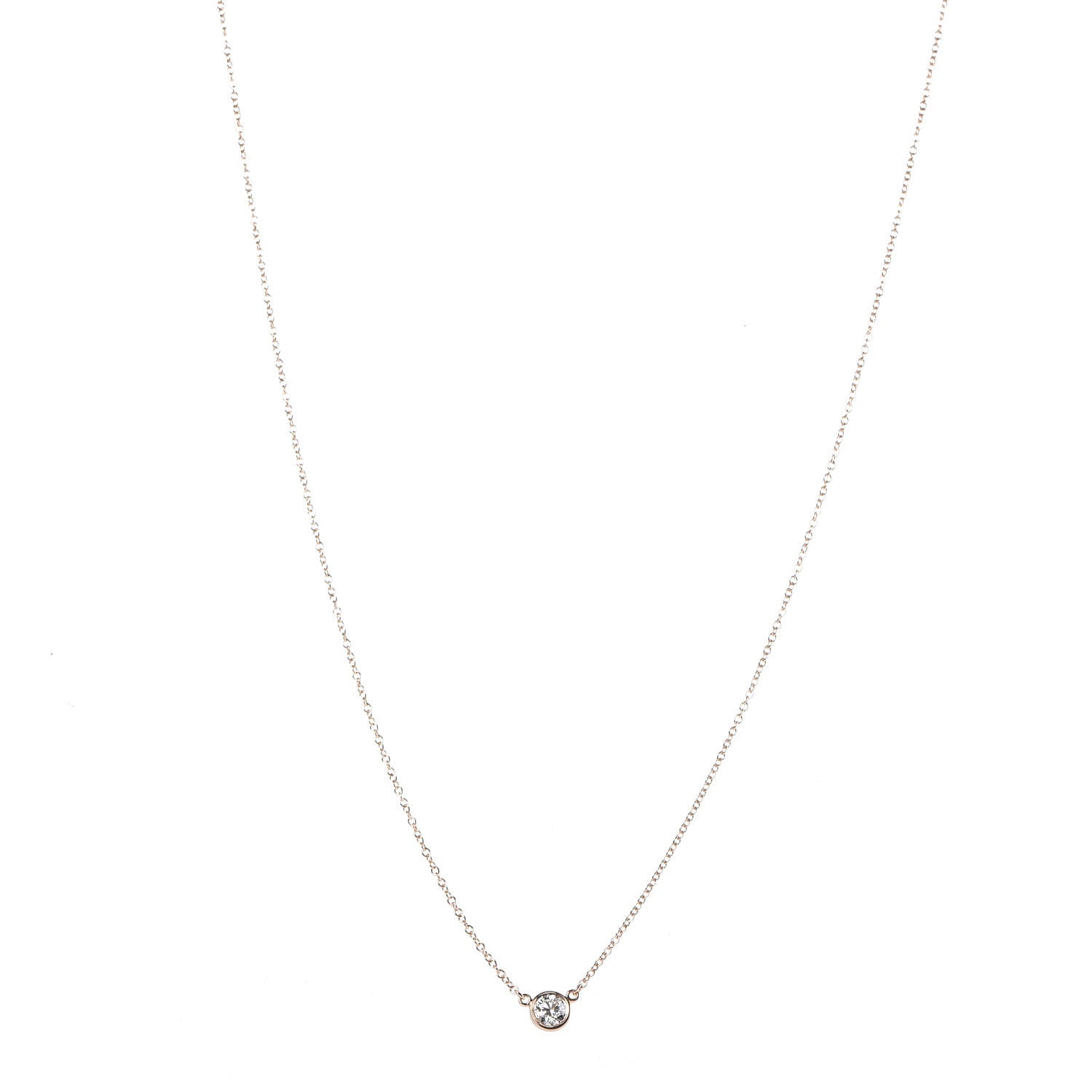 Tiffany 18K Rose Gold Diamond .23ct Elsa Peretti Diamonds by the Yard Pendant Necklace 1 of 9