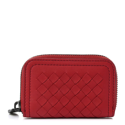 Bottega Veneta Nappa Intrecciato Zip Around Coin Purse Red 1 of 8