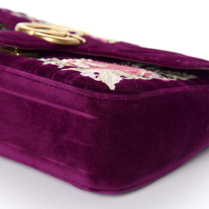 Gucci Velvet Matelasse Embroidered Small GG Marmont Shoulder Bag Fuchsia Violet Cyclamen 7 of 10